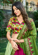 Tussar silk tilakavati Lehenga in pista green