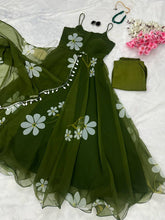 Green strappy floral salwaar kameez