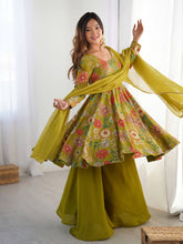 Mehendi green Roman silk kediya style palazzo