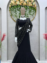 Fishtail style - Black Lehenga saree (wrap around)