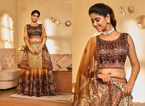 Silk collection - brown ombré diamonte Lehenga