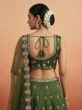 Mehendi green chinon embroidered Lehenga