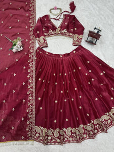 Deep red jimmy choo lehenga (skirt stitched)