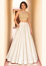 White soft silk embroidered lehenga - readymade with pockets