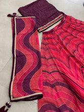 Organza striped trendy Lehenga in rose pink