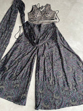 Paisley print embroidered palazzo saree readymade