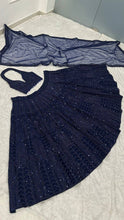 Midnight blue sequinned partywear Lehenga