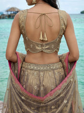 Gold tissue embroidered lehenga