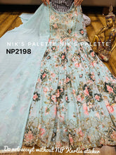 Niks - georgette printed sky blue anarkali