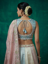 Pastel multicoloured organza lehenga - baby pink