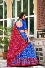 Tussar silk bandhej and Leheriya print in royal blue (skirt stitched)