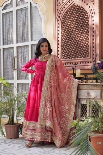 Fendi silk gown with sequins dupatta