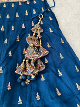 Navy blue silk lehenga