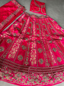 Serenity vol 4 - pink and gold jacquard silk Lehenga