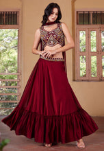 Maroon A line georgette lehenga