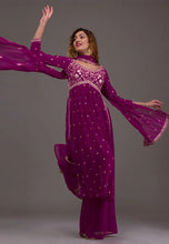 Georgette partywear readymade - gown with pants and dupatta (6 colours)