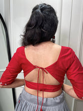 Grey and red pure cotton readymade chaniya choli