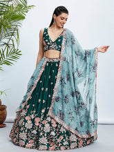 Green Georgette Lehenga with floral dupatta