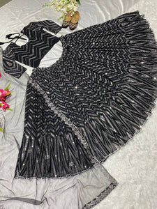 Black and silver partywear Lehenga