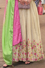 Ivory silk florals anarkali