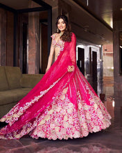 Hot pink multi coloured sequins lehenga