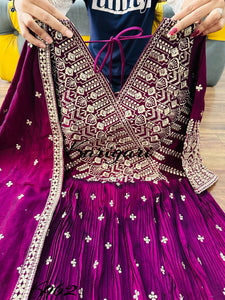 Karigari - wine silk anarkali