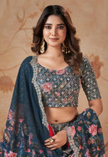 Blue printed floral Lehenga