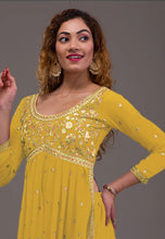 Georgette partywear readymade - gown with pants and dupatta (6 colours)