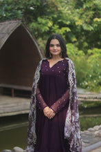 Alia cut readymade 4 layer salwaar kameez in rani/black and wine