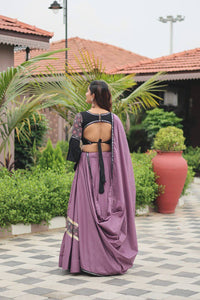 Peanut pink and black flute Chaniya Choli (free hand purse)
