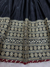 Chinon silk black anarkali set