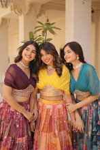 Indo western style Russian silk readymade Lehenga in blue