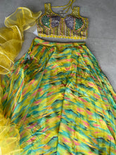 Boutique collection - bright abstract Lehenga with ruffle dupatta