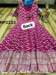 Niks collection - pink and gold banarasi silk anarkali