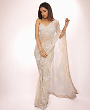 White soft net saree partywear saree