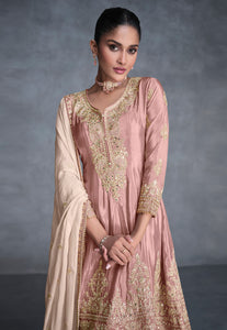 Peach pastel palazzo suit