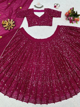 Partywear royal fuchsia sequins Lehenga