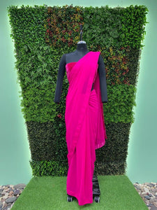 Alia Bhatt inspired hot pink saree with velvet blouse