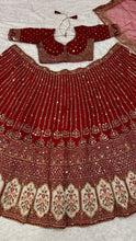 Rangoon silk red and gold Lehenga