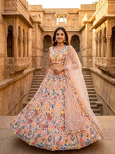 Pastel floral thread work lehenga