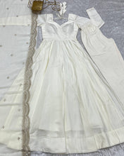 Off White Roman silk anarkali set readymade