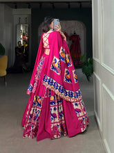 Rayon and printed silk Lehenga choli in pink - readymade