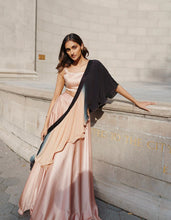 Pink sparkly readymade Lehenga  cascade pattern dupatta