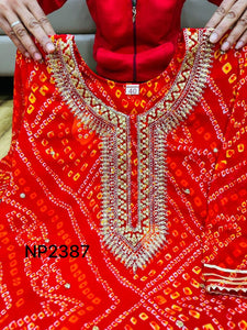 Niks collection - 3 piece bandhani suit in red