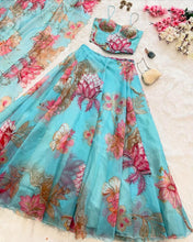 Light blue corset style floral Lehenga