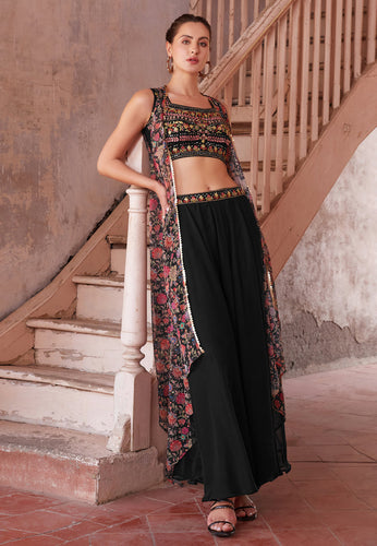 Black georgette jacket style readymade