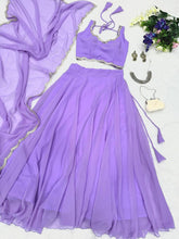 Pure georgette lilac plain Lehenga