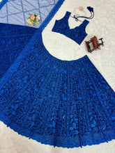 Royal blue sequinned partywear Lehenga