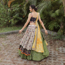 Traditional green bandhani and Patola chaniya choli - readymade