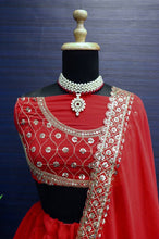 Elegant and simple red georgette Lehenga